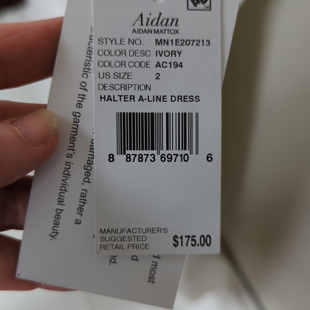 Aidan Mattox Halter A-Line Dress Womens 2 Bone White Ruffle Dress Dazzle 8 - Picture 7 of 16